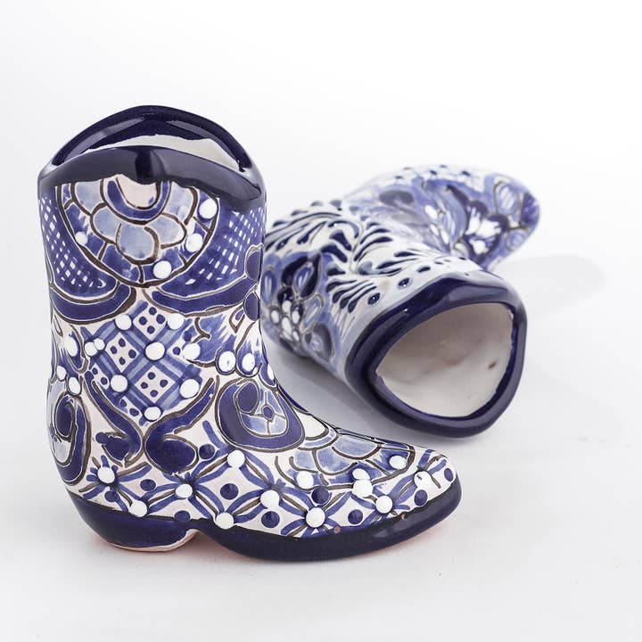 MEXTEQUIL - Wholesale Shot Glass - MEXTEQUIL Cowboy Boot Shot Glasses - Set of 2 - 3 Oz - Blue