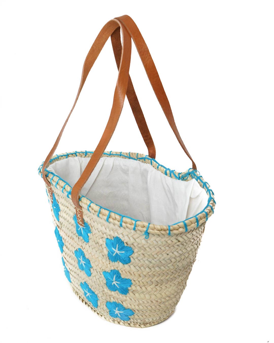 Logionline SLU – wholesale Strandväska – Naturlig palmblomma och ullväska - läderhandtag2