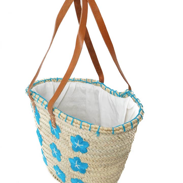 Logionline SLU – wholesale Strandväska – Naturlig palmblomma och ullväska - läderhandtag2