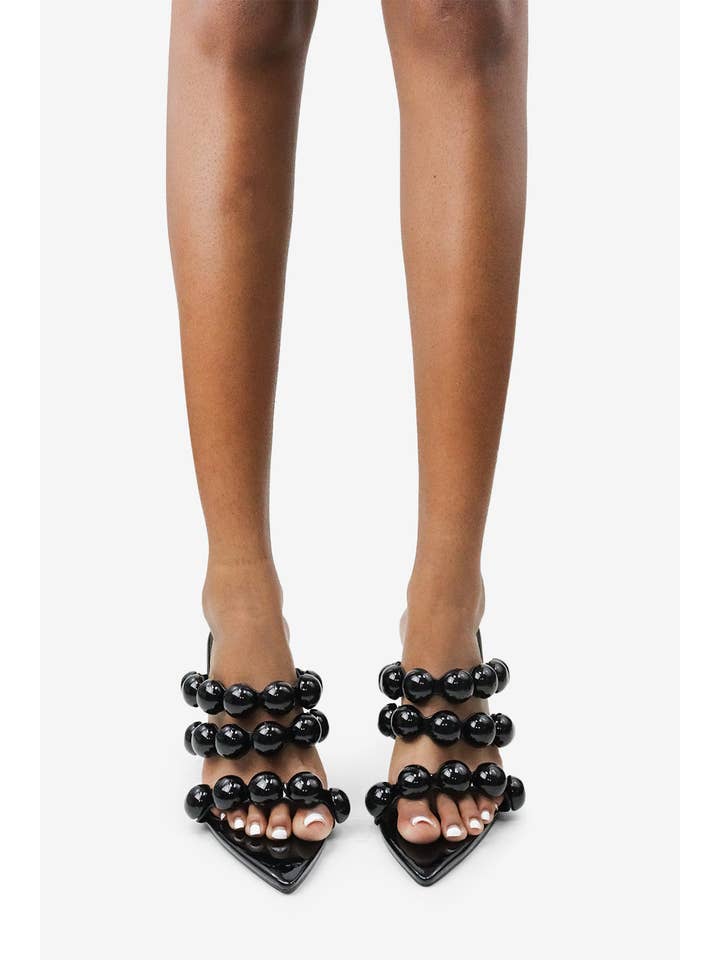 Lemonade Shoes - Wholesale High Heels - Women's - ASHLYNN - Sculptural Beaded Mule Heels2