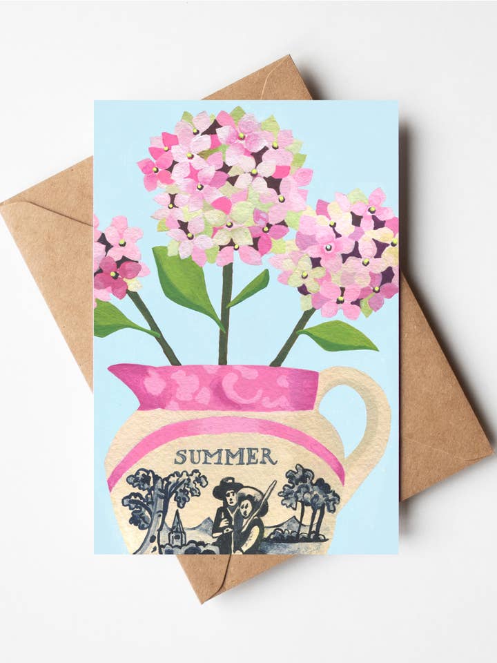 Tarjeta de Hortensias en Jarra de Verano para venta al por mayor de Susie Hamilton Art