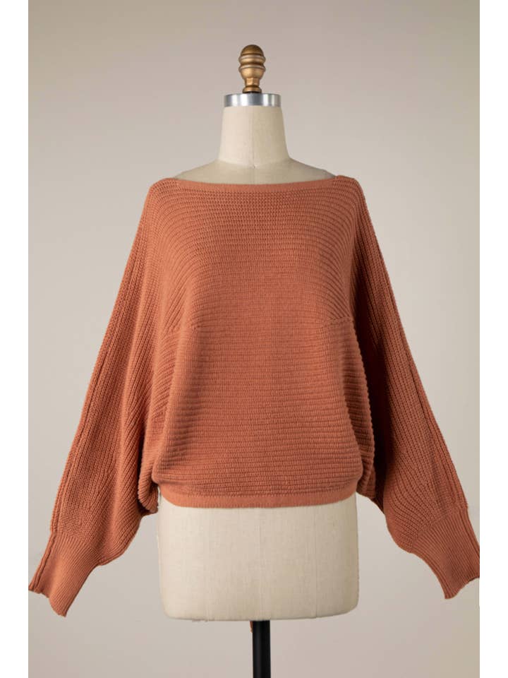 MIRACLE - Wholesale Knit Sweater - Women's - Dolman Sleeve Back Lace Up Cable Knit Sweater