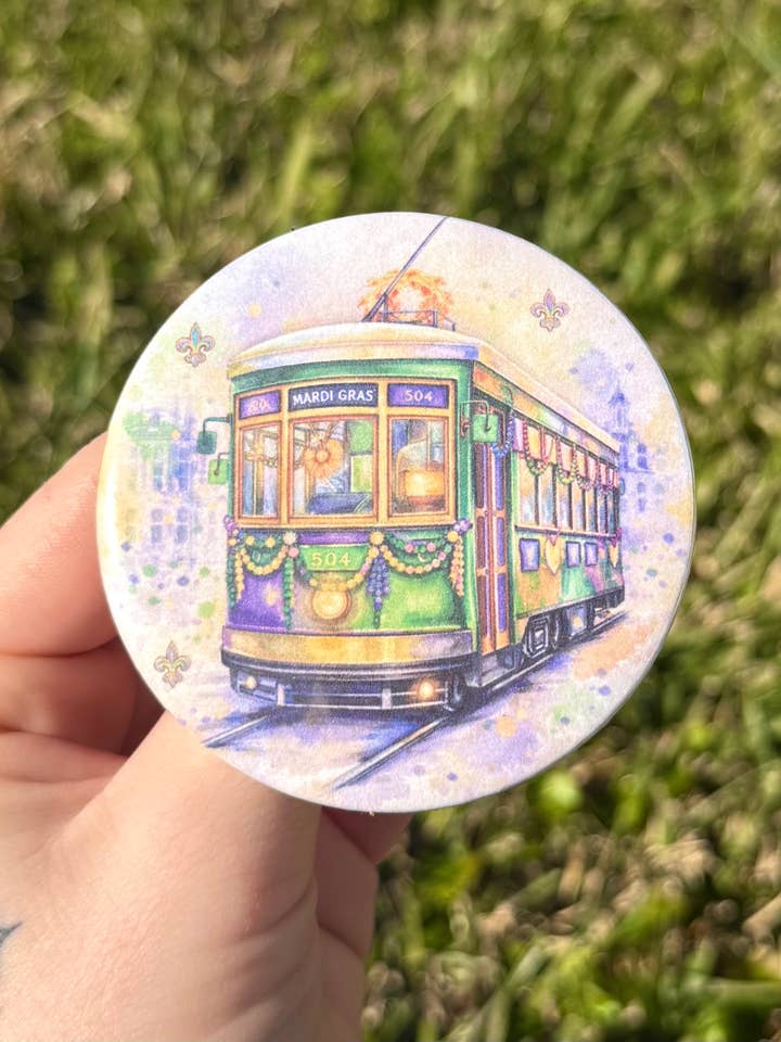 Mardi Gras New Orleans Tram Op Maat Gemaakte Knop voor wholesale door La Luna Belle LLC