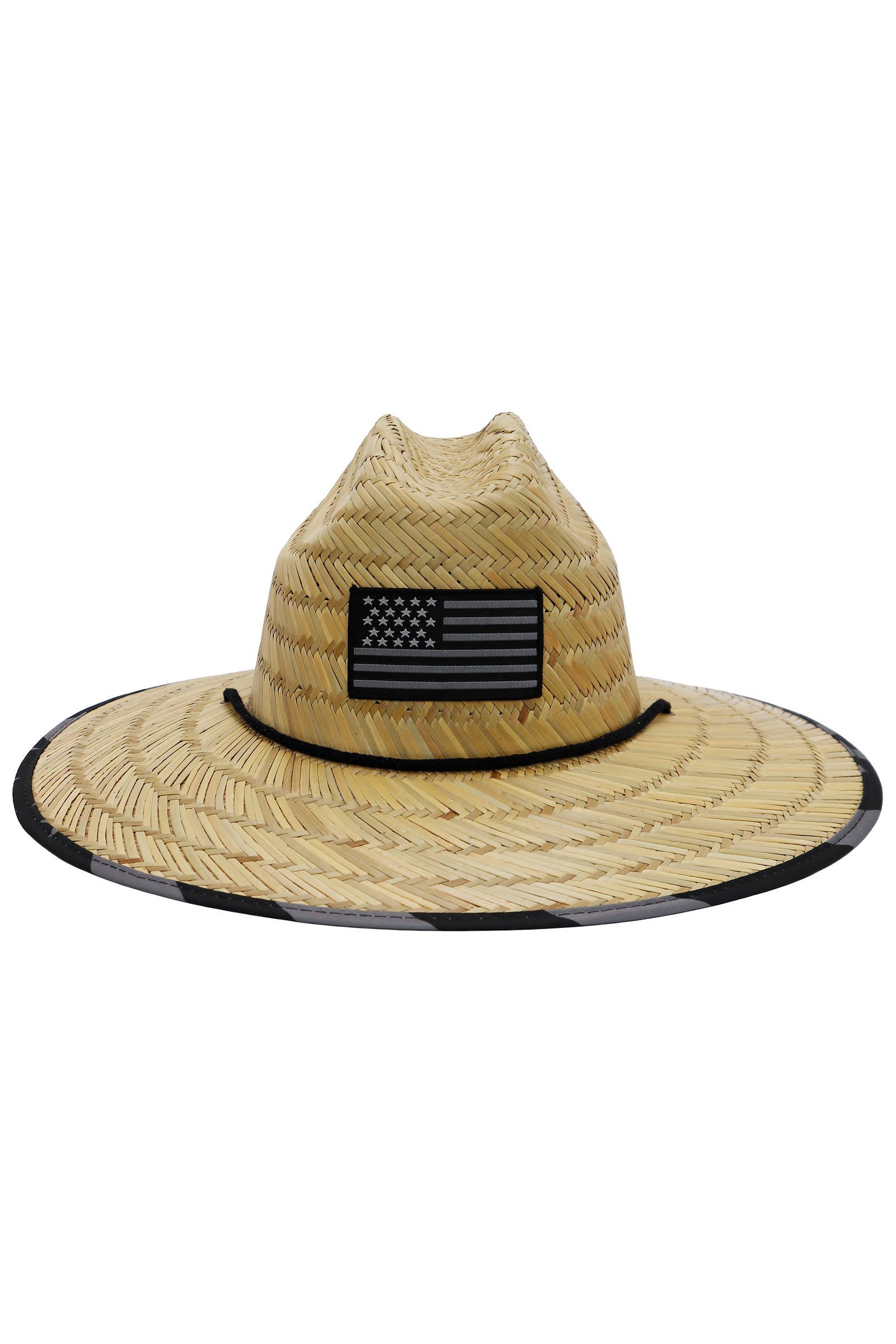 Cap Zone - Wholesale Straw Hat - Unisex - American Flag Under Brim Rush Straw Lifeguard Hat7