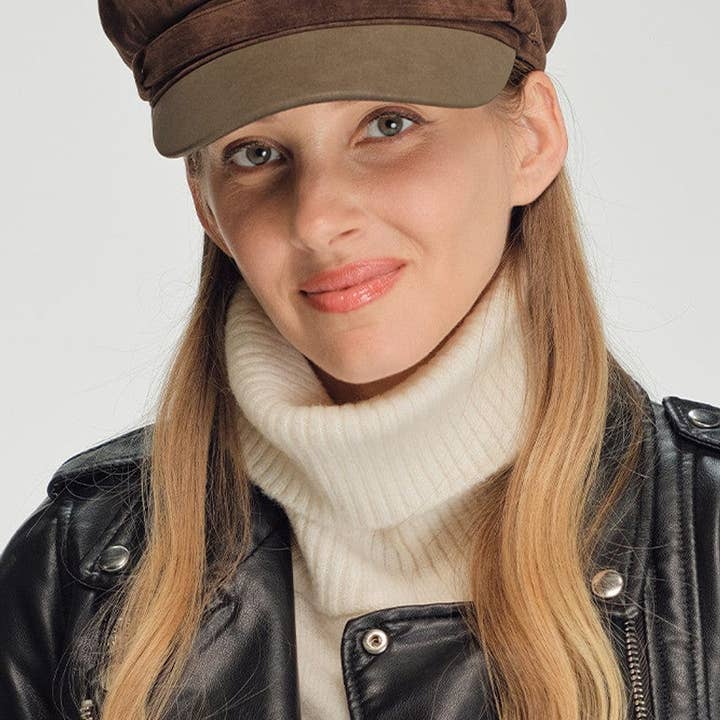 MiMi Wholesale - Wholesale Newsboy/Schoolboy Hat - Women's - FHE0166 Faux Suede Fisherman's Cap1