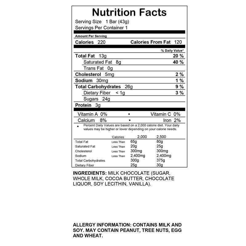 Dillon's Chocolates, llc – Großhandel Schokoriegel – Reine Milchschokolade2