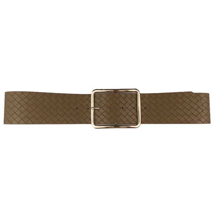 Oblige by G - Wholesale Belt - Women's - Woven Texture Wide Belt with Square Buckle JCB-15421