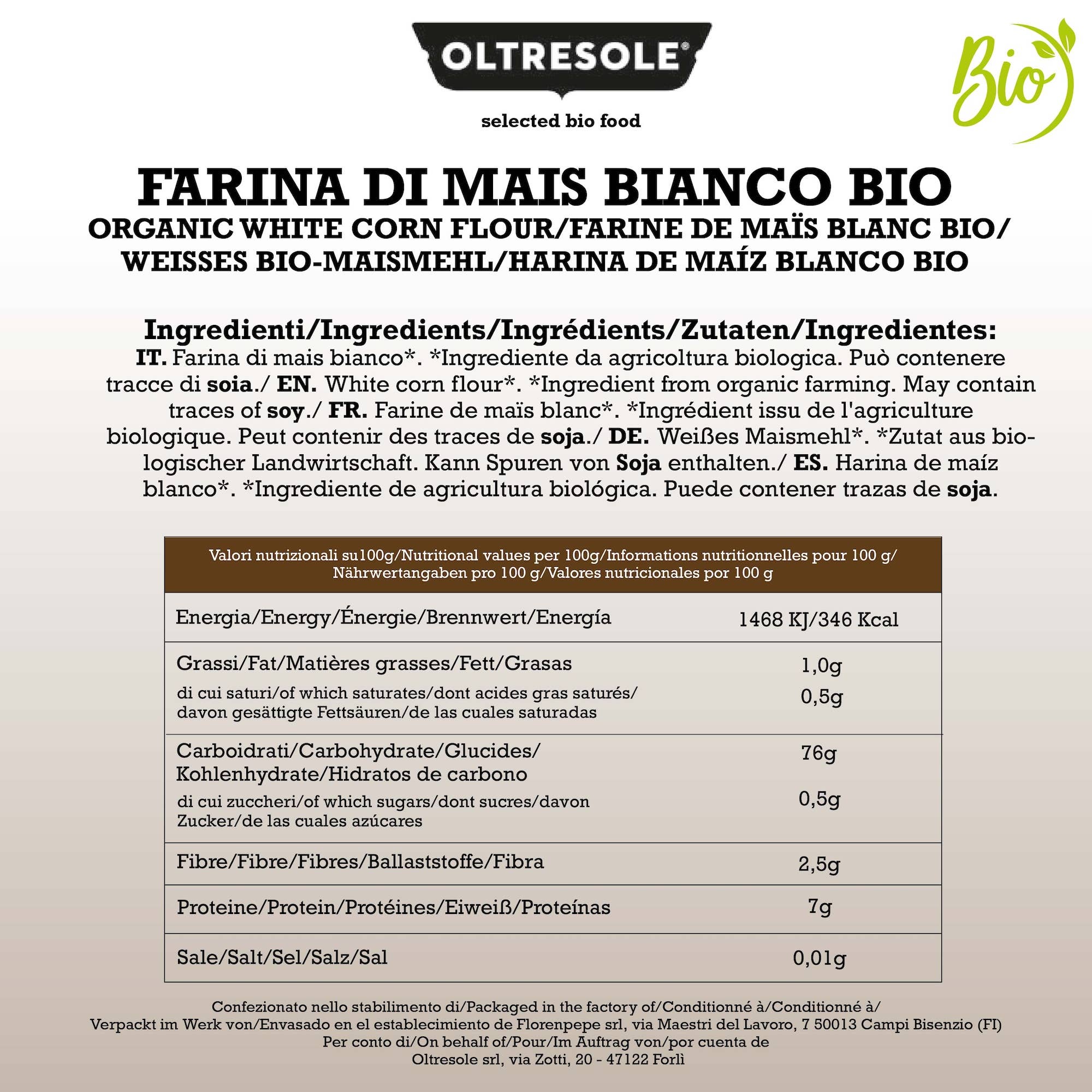 Oltresole - Wholesale Cornmeal - ORGANIC WHITE CORN FLOUR 1 Kg5