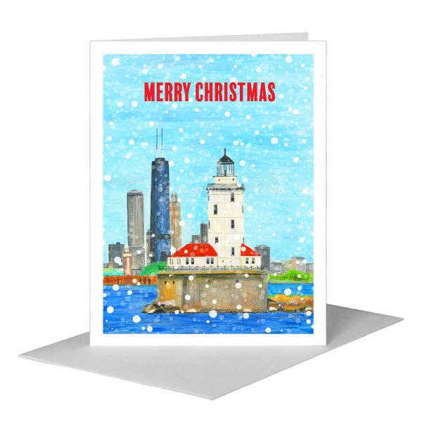 Farol, Chicago, Cartão de Saudação (#8640F) por atacado de Printed Canvas