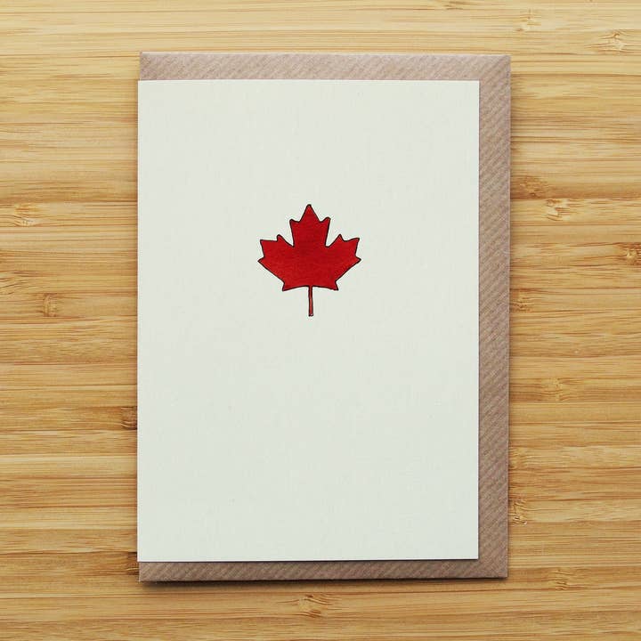 RossJDesigns – wholesale Everyday greeting card – Maple Leaf Card - Canada - Simple - Recycled Card