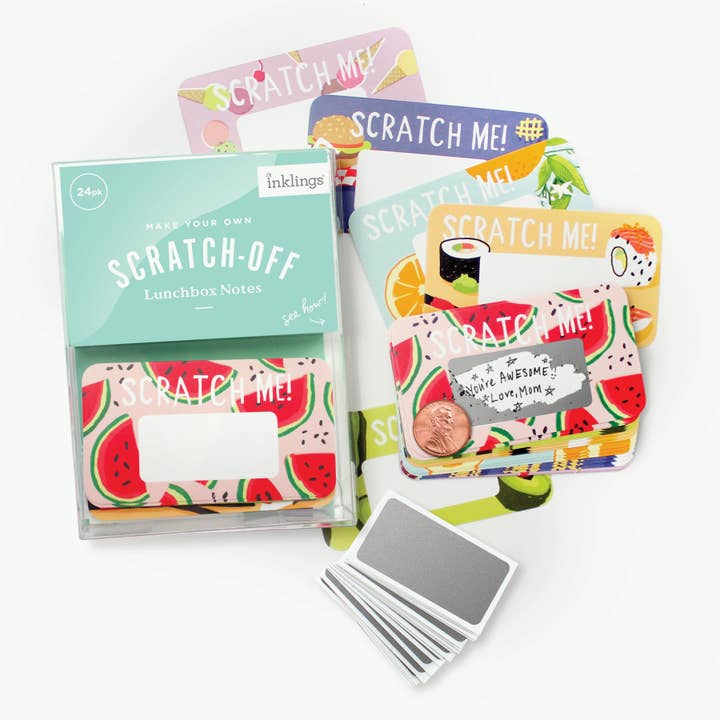 Inklings Paperie - Wholesale Stationery/Notecard Set - Scratch-off Lunchbox Notes - Foodie1