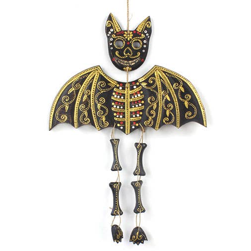 Siesta – Engroshandel 3D-vægkunst – Slikkranieflagermus i træ med farverige mønstre1