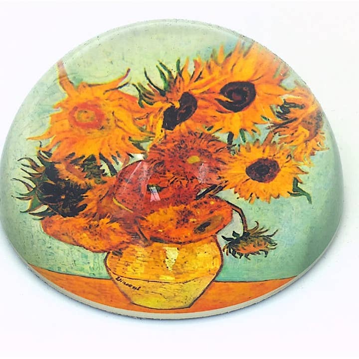 Sunflowers Glass Dome Paperweight by Van Gogh PGOG1 Parastone for wholesale by Museum Wholesale Inc