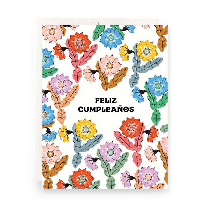 Orchid Cactus Feliz Cupleanos Greeting Card for wholesale by Antiquaria