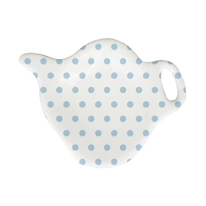 Porcelain tea bag holder Polka dot pastel blue Isabelle Rose for wholesale by Isabelle Rose