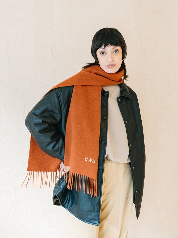 Lambswool Scarf in Rust Melange for wholesale by TBCo
