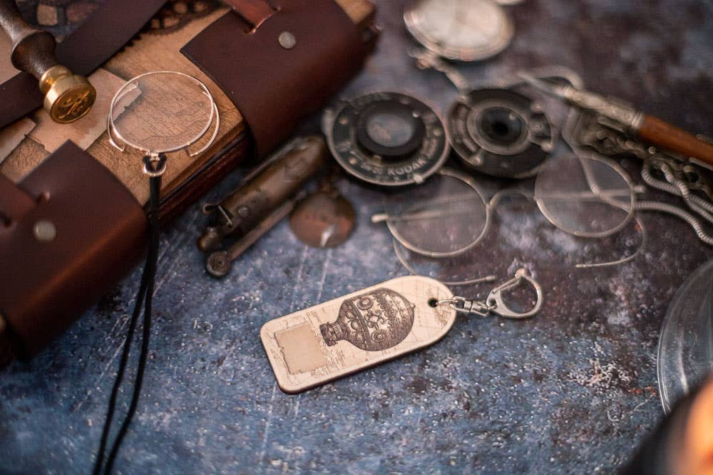 Costurero Real – Großhandel Schlüsselanhänger – Unisex – Schlüsselanhänger aus Steampunk-Holz, Heißluftballon, Vintage-Stil (Kopie)1