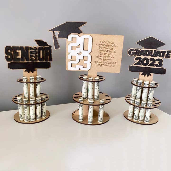 Graduation Money Holder Cake Display Sign Senior 2023 Grad for wholesale by M.Ree Jewels Creative