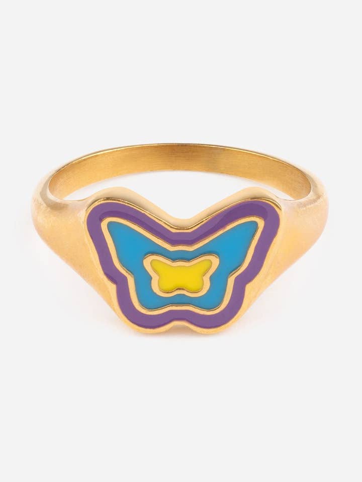 Anillo Mariposa Esmalte Azul para venta al por mayor de Elevated Faith