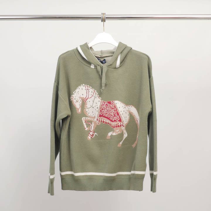 Cecile Wang - Wholesale Hoodie - Women's - Hoodie with horse pattern in soft knit – MSJ769201