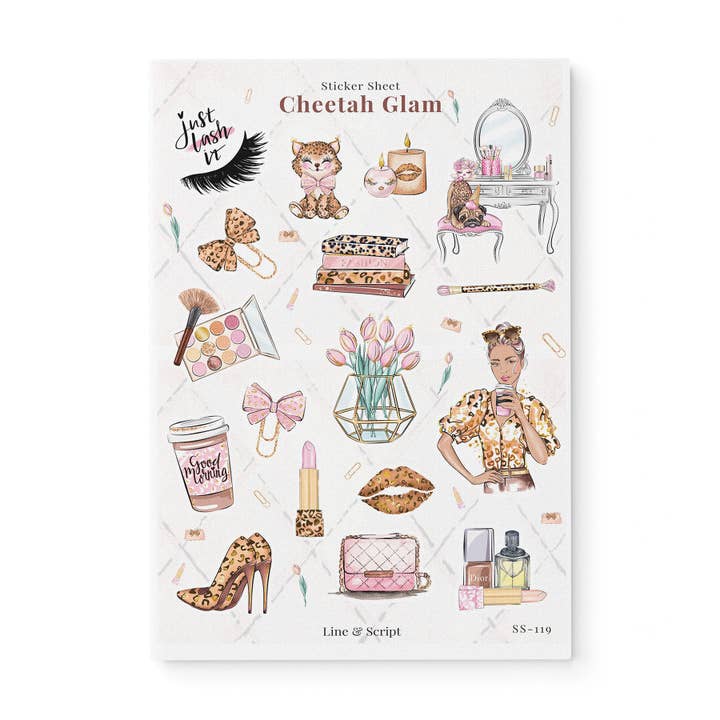 Cheetah Glam Sticker Sheet for wholesale by Line & Script