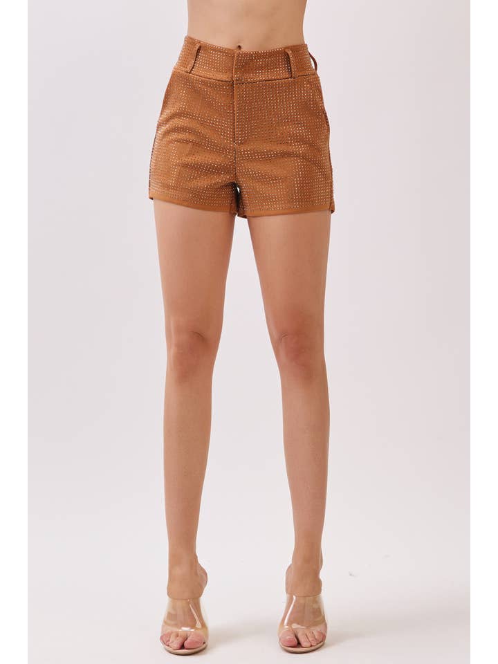 KIWI - Wholesale Shorts – Women’s - IP3342 Rhinestone-embellished High Waisted Shorts1