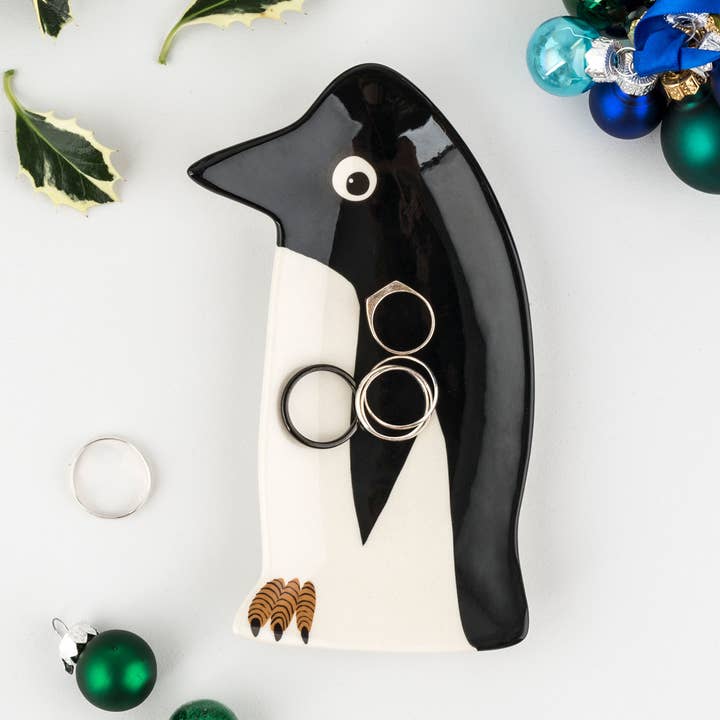 Håndlavede Keramisk Penguin Trinket Dish for engroshandel hos Hannah Turner Ltd