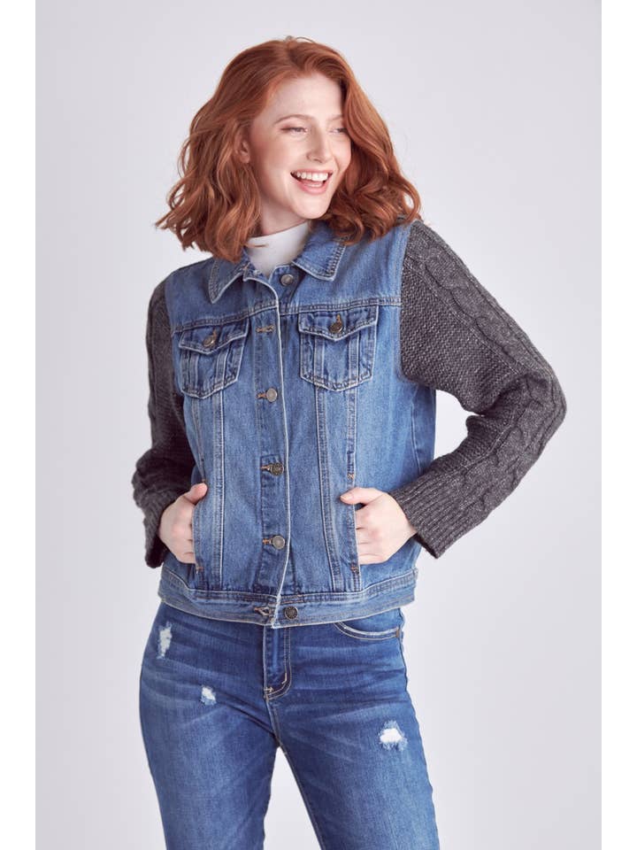 Nature Denim - Wholesale Spijkerjack/spijkerjas - Dames - Chique spijkerjack met sweatermouwen - NT1212MG voor dames2