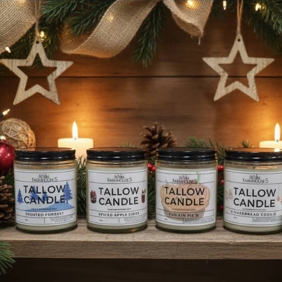 Seasonal Organic Tallow Candles for wholesale by The Farmhouse5