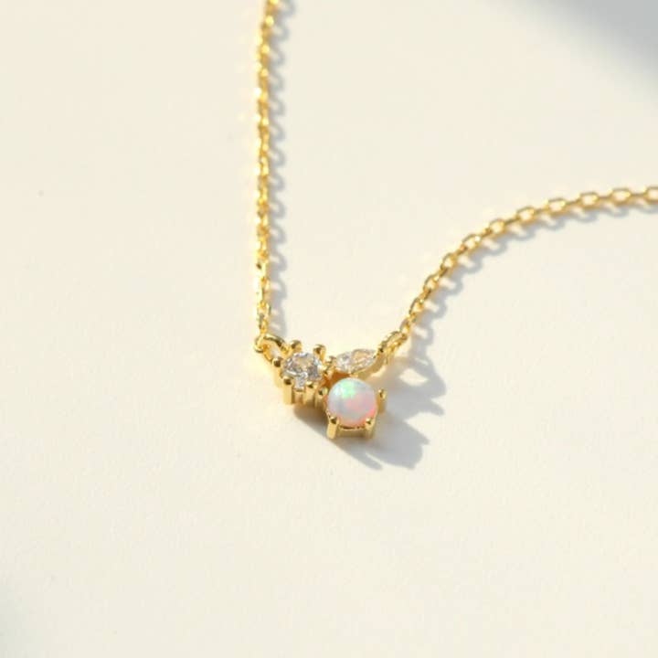 Collier Opale CZ | Argent sterling plaqué or 14 carats pour la vente par Sam & Seb Co.