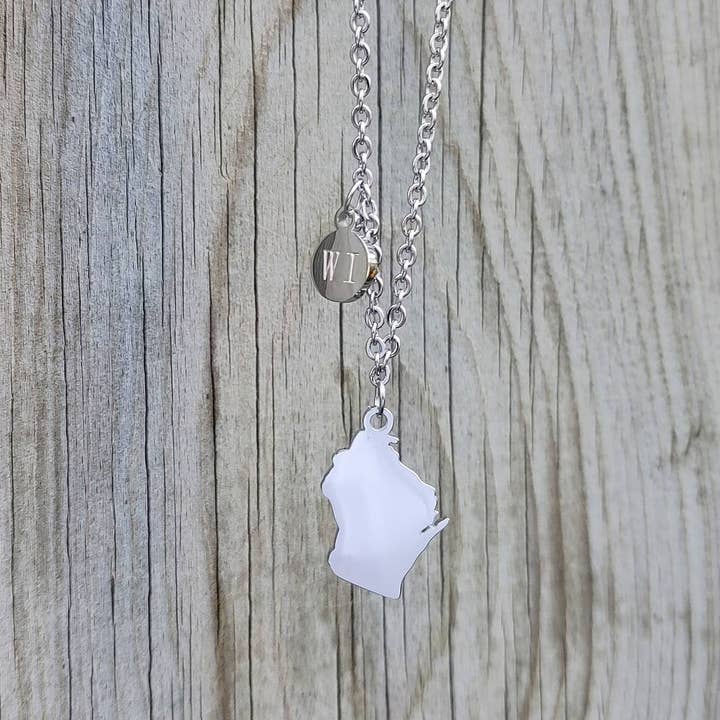 Art Factory LLC - Wholesale Pendant/Charm Necklace - Wisconsin state charm necklace2