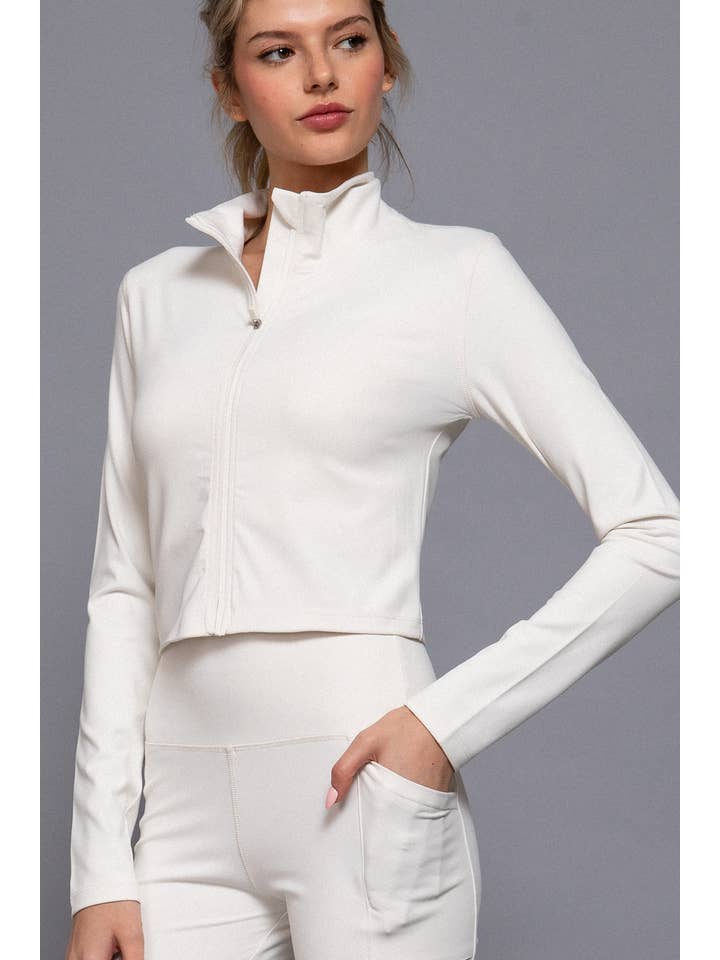 Active Basic | Active USA - Wholesale Athletic Jacket - Women's - Long Sleeve High Neck Zip-Up Workout Jacket36