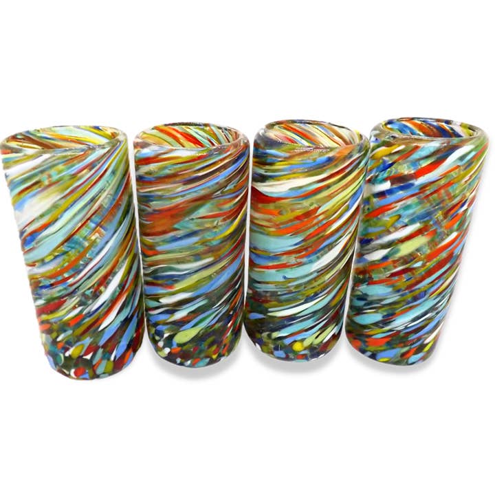 MEXTEQUIL Hand-Blown Shot Glasses - Set of 4 - 2 Oz-Swirl for wholesale by MEXTEQUIL