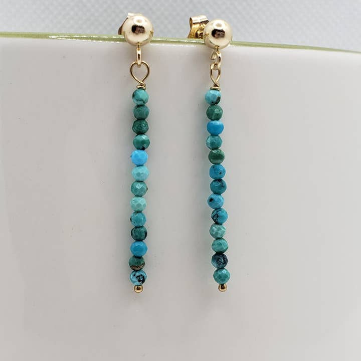 Orecchini a barra minimalisti - Turchese per la vendita all'ingrosso da parte di Divine Dragon Designs