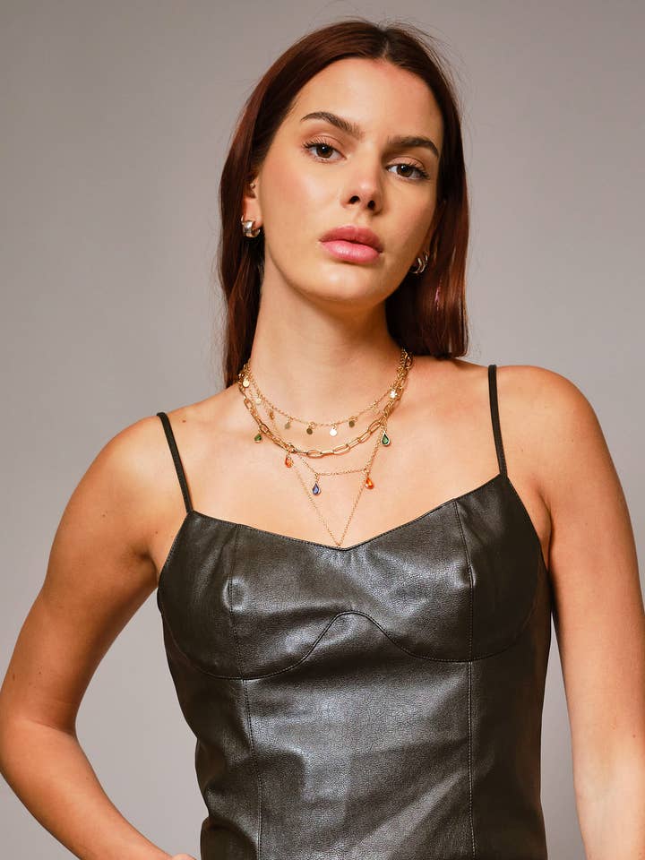 52133T - Faux Leather Cropped Cami Top for wholesale by Blue B