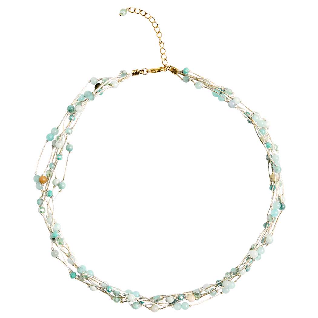 Marquet - Wholesale Beaded/Pearl Necklace - Jill Fair Trade Multistrand Beaded Necklace with Silk0