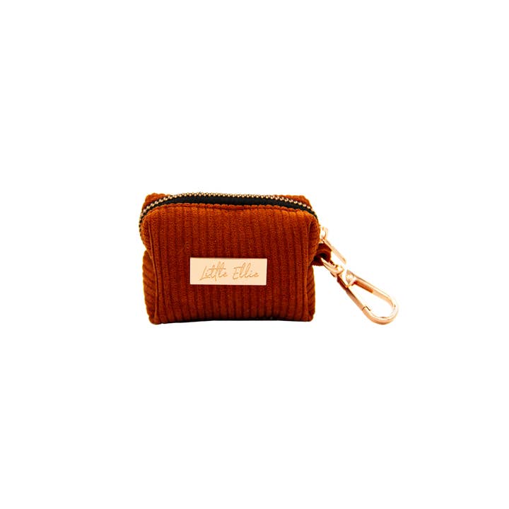 Dog Poop Bag Holder LUXE: Rust Corduroy for wholesale by Little Ellie Boutique
