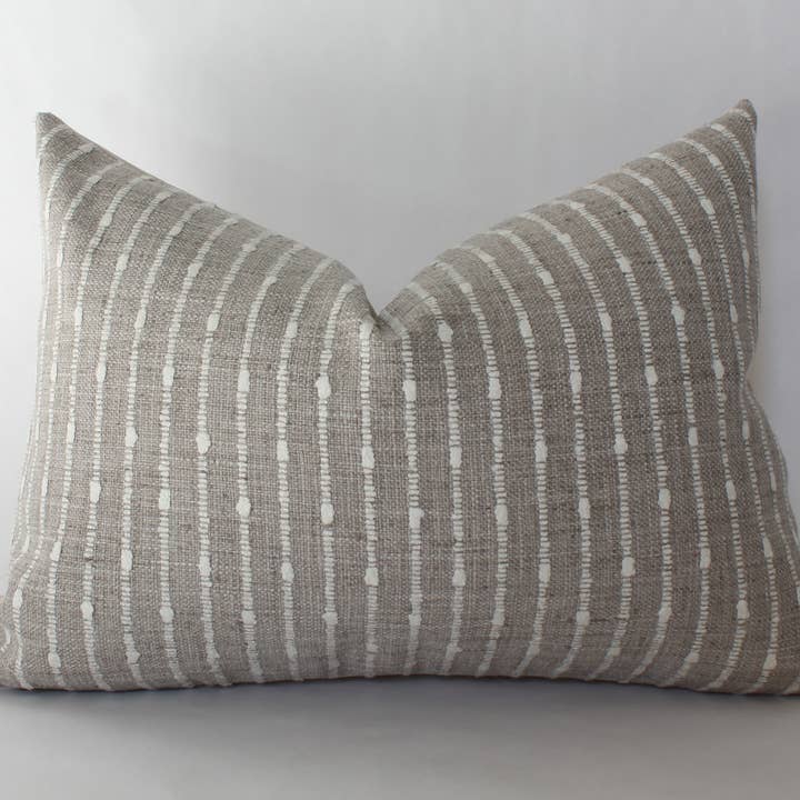 Textileish - Wholesale Throw Pillow Cover - Cream Lumbar Pillow Cover, Neutral Striped Pillow | Perin