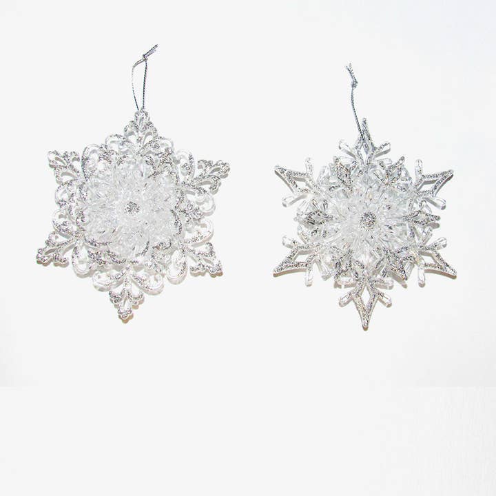 4.5"PLASTIC SNOWFLAKE ORNAMENT 2/ASSTD for wholesale by Kurt S. Adler, Inc.