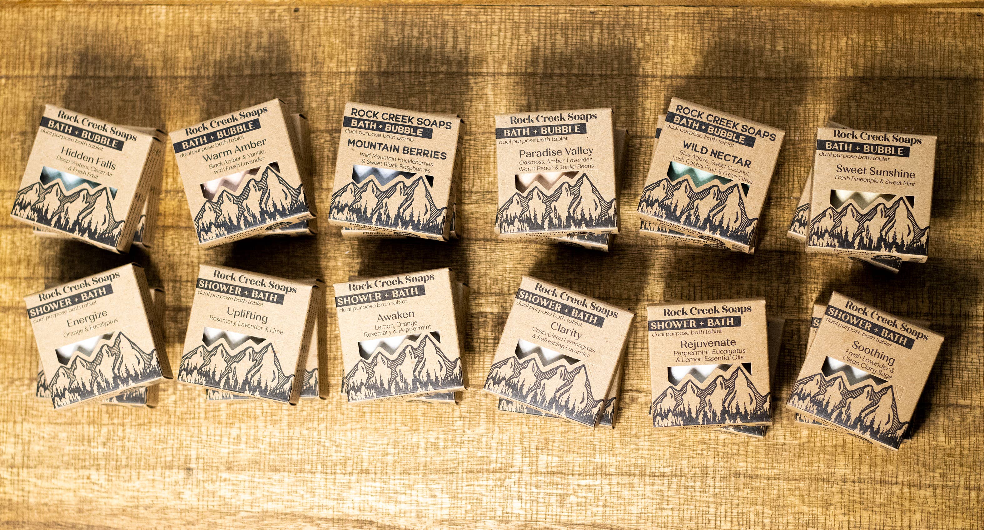 Rock Creek Soaps - Vente Bombe de bain/poudre effervescente pour le bain - Boîte d'échantillons de vapeur pour douche et bombe de bain2