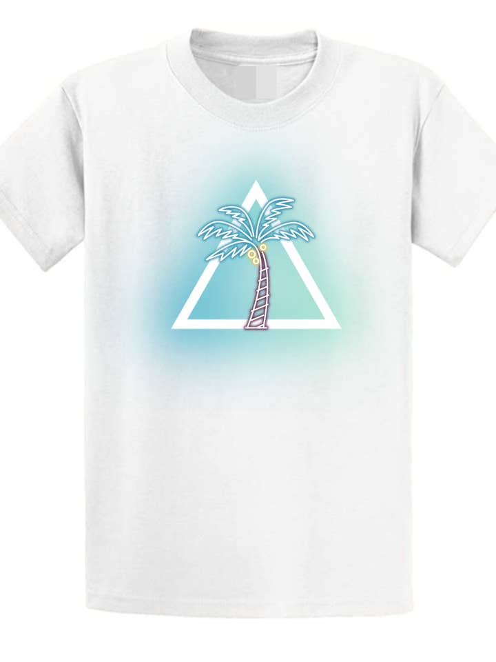 Second Ave Men's Music Palm Tree Festival White T Shirt for wholesale by Second Ave Gift Company
