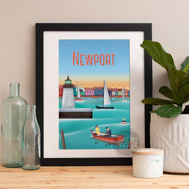 Newport Print, Newport Skyline, Newport Art, Newport Art, Newport Plakat, Newport akvarel, Newport kunsttryk, Newport kort, Newport Rhode Island Travel56 for engroshandel hos DreamMachine Prints