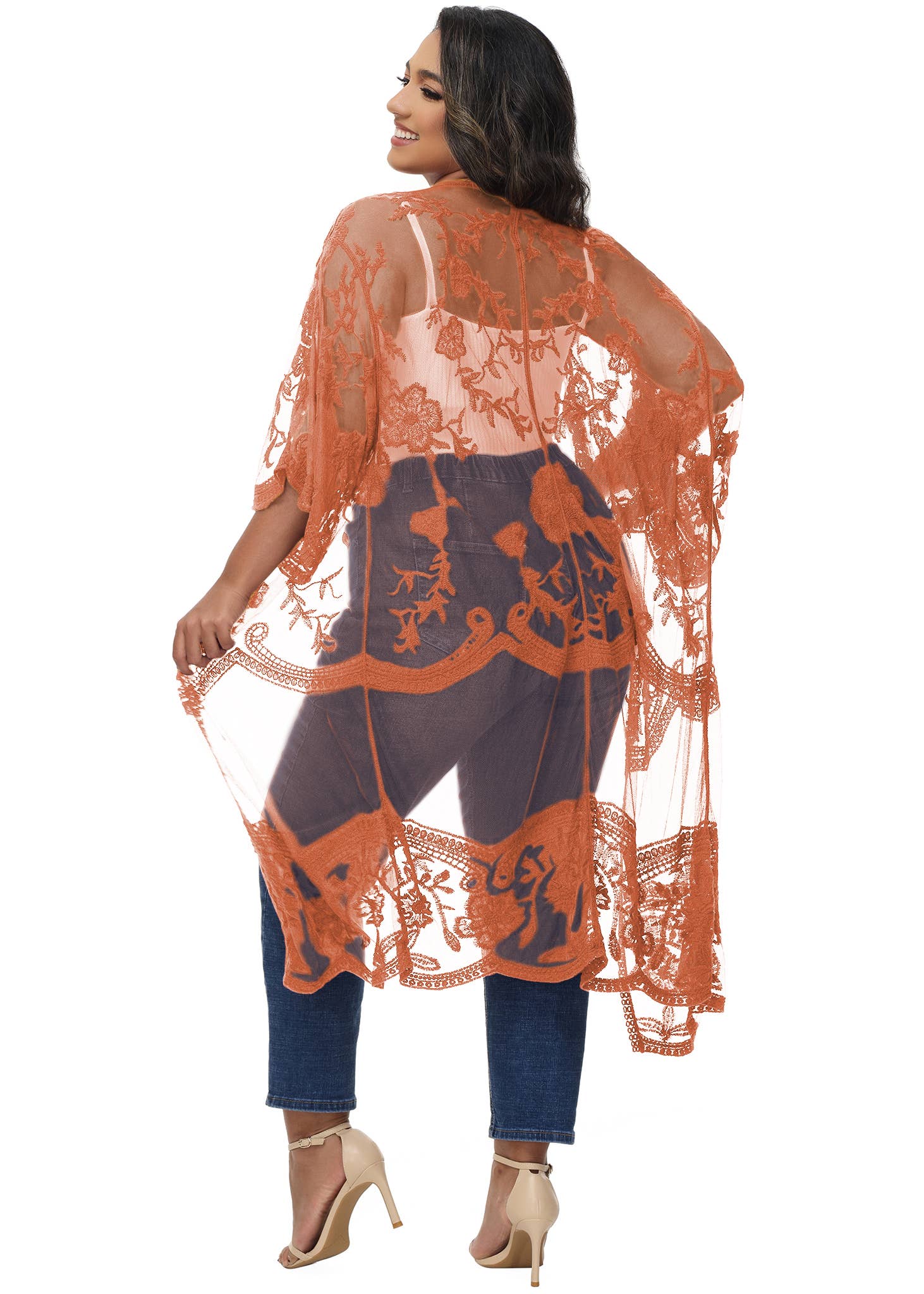 Anna Kaci Wholesale - Wholesale Cardigan - Women's - Women's Plus Size Lace Cardigan Open Front Floral Cardigan33