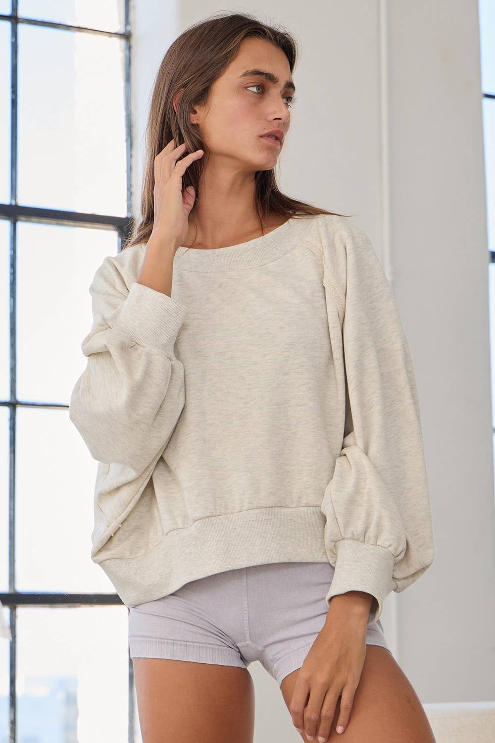 BUCKETLIST INC - Wholesale Sweatshirt - Women's - T2389A Out Seam Raglan Sleeve Solid Sweatshirt Top12