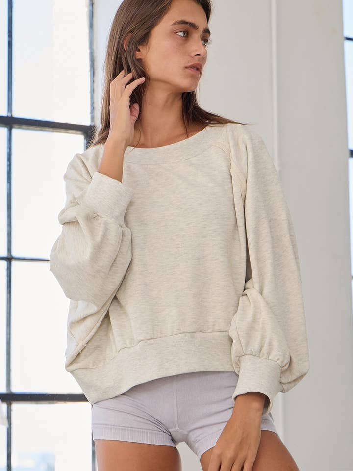 BUCKETLIST INC - Wholesale Sweatshirt - Women's - T2389A Out Seam Raglan Sleeve Solid Sweatshirt Top12