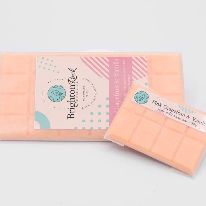 Pink Grapefruit & Vanilla Wax Melt Snap Bar for wholesale by Brighton Rock Workshop