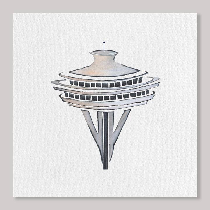 CARVED Space Needle 7x7 Art Print for wholesale by Originals Paper Art