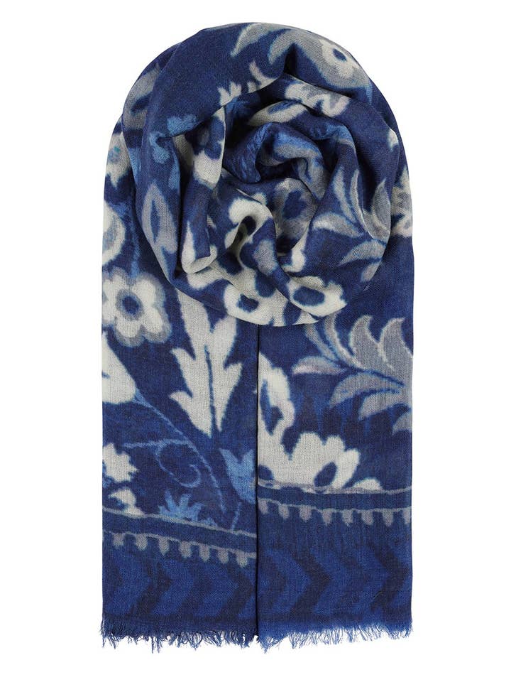 Blue Flowers Print Scarf for wholesale by Ombre London