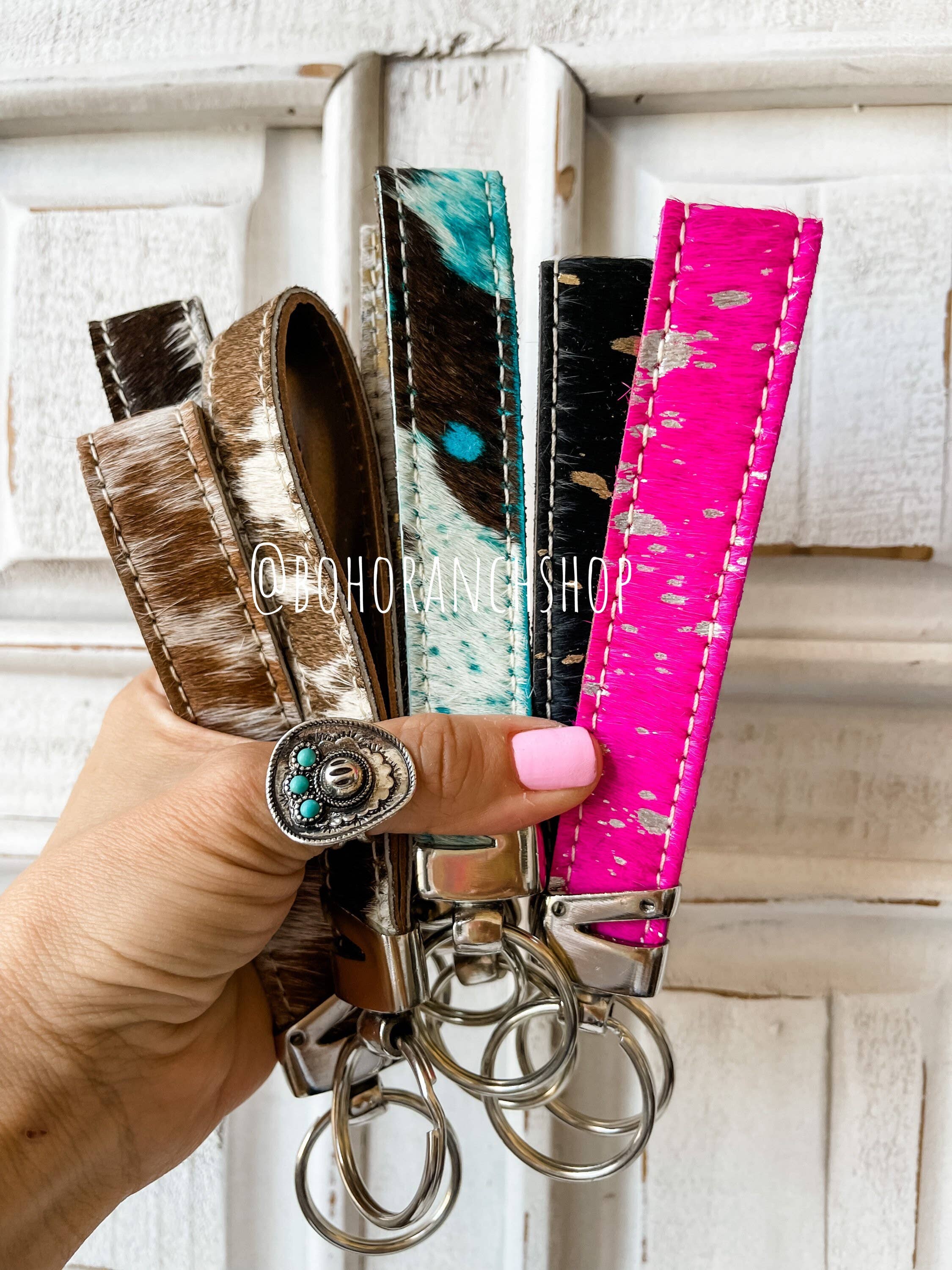Boho Ranch Shop - Wholesale Keychain - Women's - Western Hair On Cowhide Keychain1