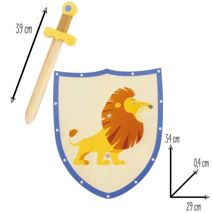 Ulysse Couleurs d'Enfance – Engroshandel Trælegetøj - Børn – SVÆRD OG SKJOLD: LØVE